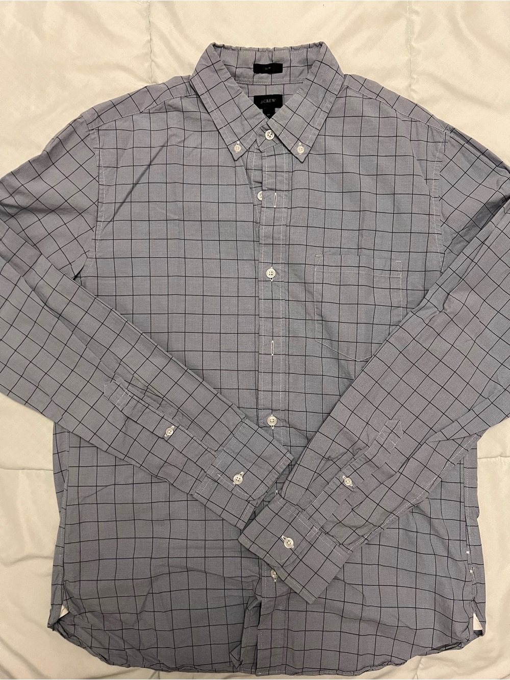 J. Crew Men's Light Blue Windowpane Button-Down Shirt
